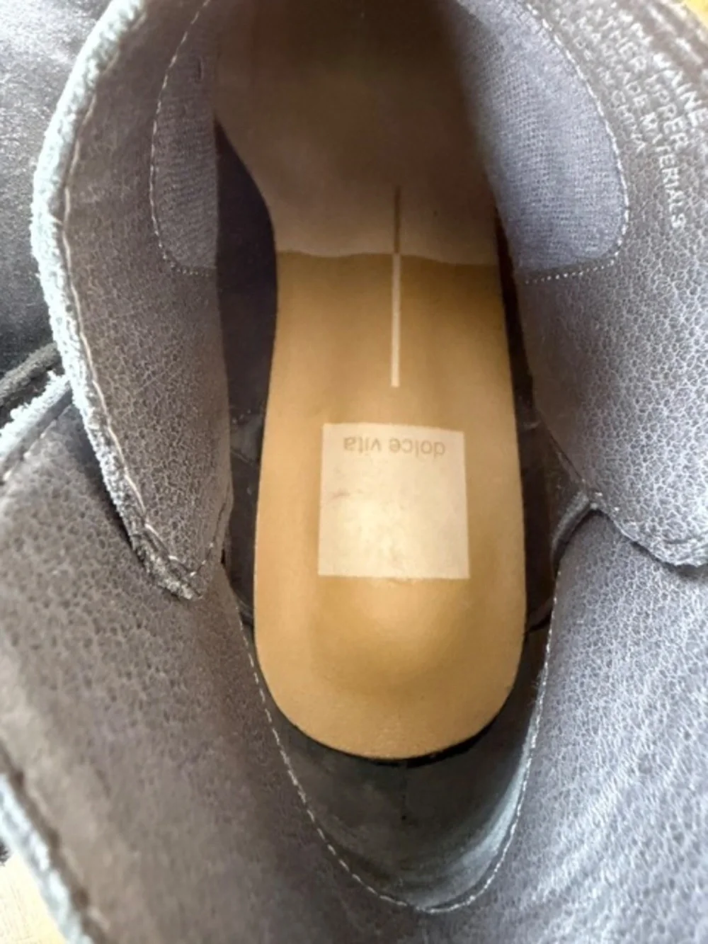 Dolce Vita Daine Gray Suede Stacked Heel Booties Women's Size 7.5 Pull On